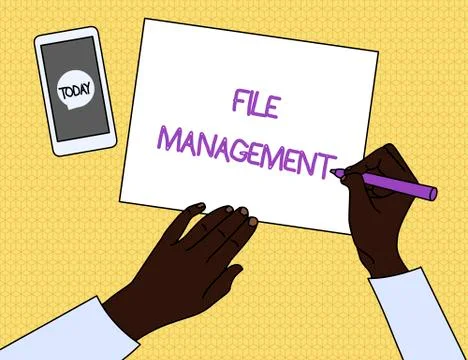 Handwriting text File Management. Concept meaning computer program that provides Illustrazione stock
