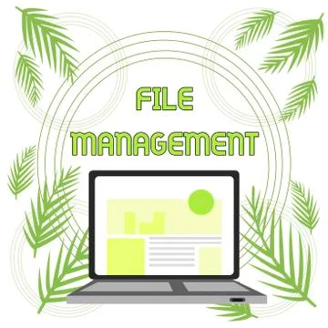 Handwriting text File Management. Concept meaning computer program that provides Stock Illustration