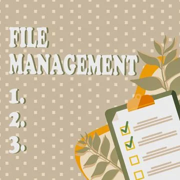 Handwriting text File Management. Concept meaning computer program that provides Illustrazione stock