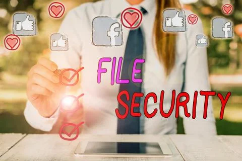Handwriting text File Security. Concept meaning Protecting digital data such as Stock Photos