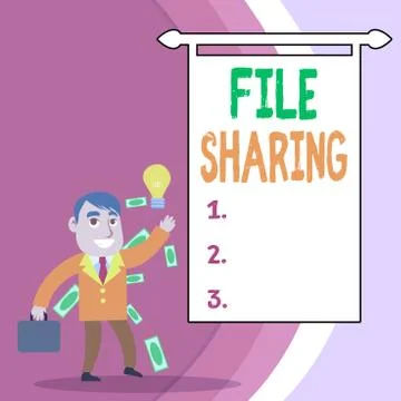 Handwriting text File Sharing. Concept meaning transmit files from one computer Illustrazione stock