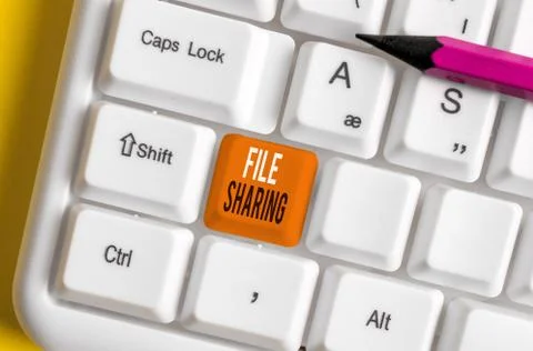 Handwriting text File Sharing. Concept meaning transmit files from one computer Stock Photos