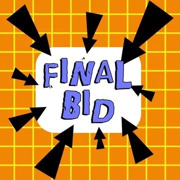 Handwriting text Final Bid. Conceptual photo The decided cost of an item which Stockillustratie