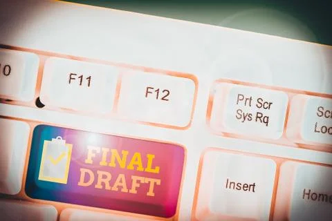 Handwriting text Final Draft. Concept meaning final version of something after a Stock Photos