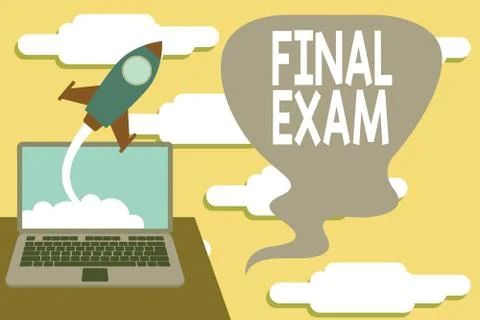 Handwriting text Final Exam. Concept meaning test given to student at the end of Stock Illustration