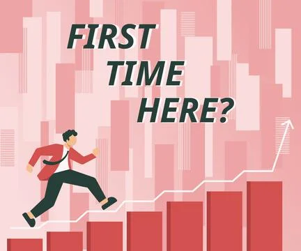 Handwriting text First Time Here. Concept meaning Never been in this place be Stock Illustration