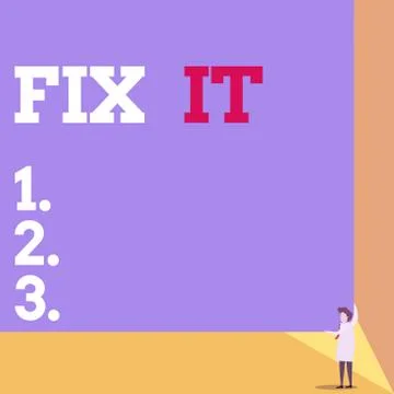 Handwriting text Fix It. Concept meaning Fasten something securely in a Stock Illustration