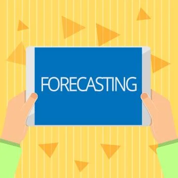 Handwriting text Forecasting. Concept meaning Predict Estimate a future event Stock Illustration