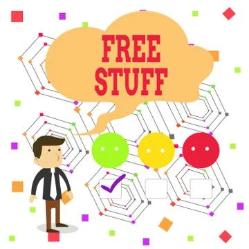 Handwriting text Free Stuff. Concept meaning Any thing that you can have in a Stock Illustration