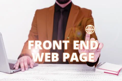 Handwriting text Front End Web Page. Business concept Altering data to graphical Foto stock