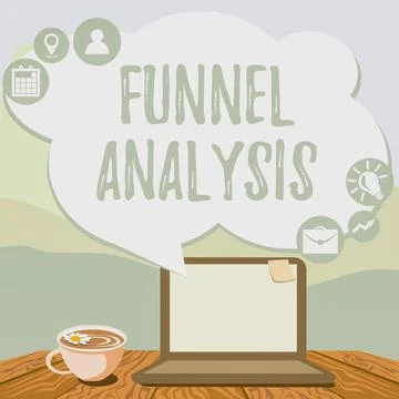 Handwriting text Funnel Analysis. Business showcase mapping and analyzing a イラスト素材