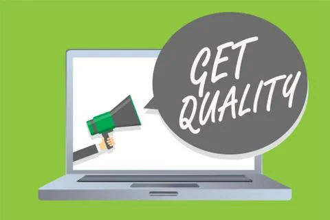 Handwriting text Get Quality. Concept meaning features and characteristics of Stock Illustration
