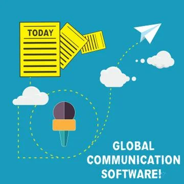 Handwriting text Global Communication Software. Concept meaning Ways to connect Stock Illustration