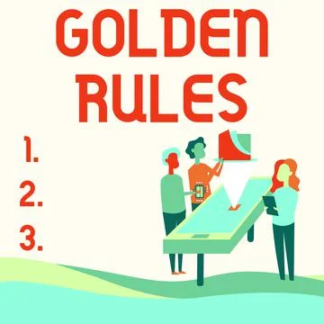 Handwriting text Golden Rules. Concept meaning Basic principle that should be Illustrazione stock