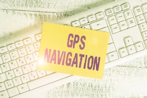 Handwriting text Gps Navigation. Concept meaning the satellite infrastructure Foto stock