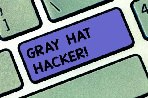 Handwriting text Gray Hat Hacker. Concept meaning Computer security expert who Stock Photos