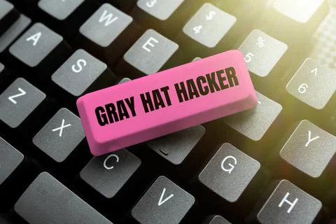 Handwriting text Gray Hat Hacker. Business concept Computer security expert who Stock Photos