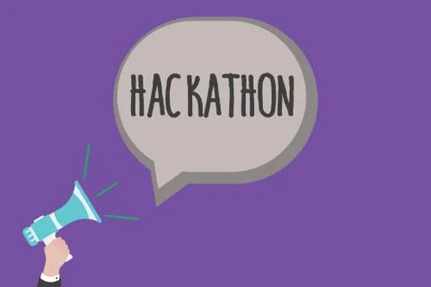 Handwriting text Hackathon. Concept meaning event where large number of showi Stock Illustration