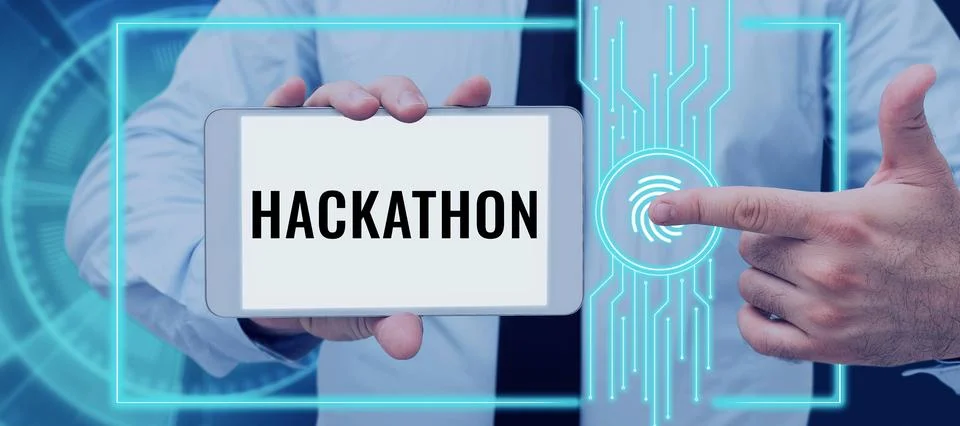 Handwriting text Hackathon. Concept meaning event where large number of people Stock Photos