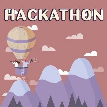 Handwriting text Hackathon. Word Written on event where large number of people Stock Illustration