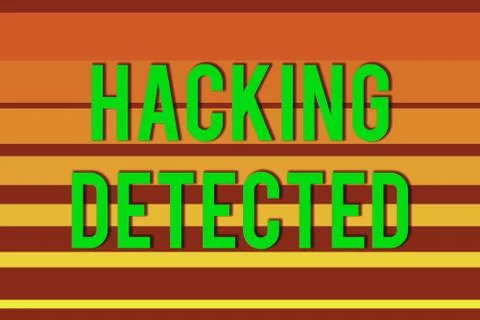 Handwriting text Hacking Detected. Concept meaning identify the presence or 스톡 일러스트