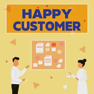 Handwriting text Happy Customer. Word Written on highest satisfaction rate with Stock Illustration