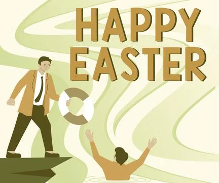 Handwriting text Happy Easter. Concept meaning Christian feast commemorating the Stock Illustration