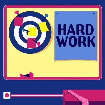 Handwriting text Hard Work. Word Written on always putting a lot of effort and Stock Illustration