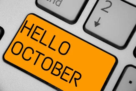 Handwriting text Hello October. Concept meaning Last Quarter Tenth Month 30days Foto stock