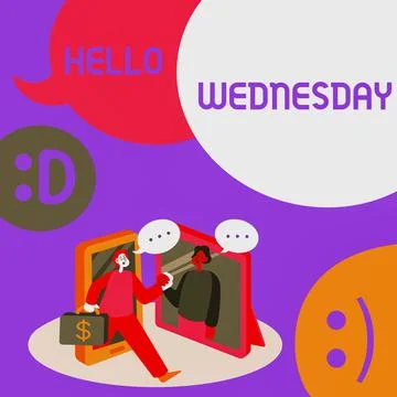 Handwriting text Hello Wednesday. Internet Concept Hump day Middle of the Stock Illustration
