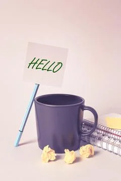 Handwriting text Hello. Word for alteration of hallo which was an alteration of 写真素材