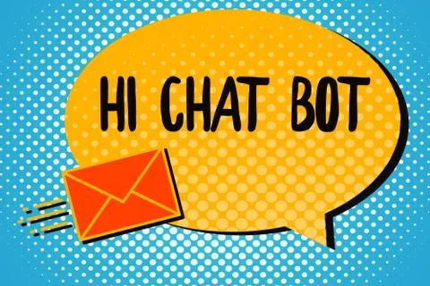 Handwriting text Hi Chat Bot. Concept meaning Greeting to robot machine who 스톡 일러스트