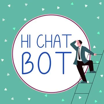 Handwriting text Hi Chat Bot. Business concept Greeting to robot machine who イラスト素材