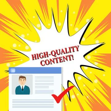 Handwriting text High Quality Content. Concept meaning Website is Useful Stock Illustration