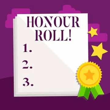 Handwriting text Honour Roll. Concept meaning List of students who have earned Stock Illustration