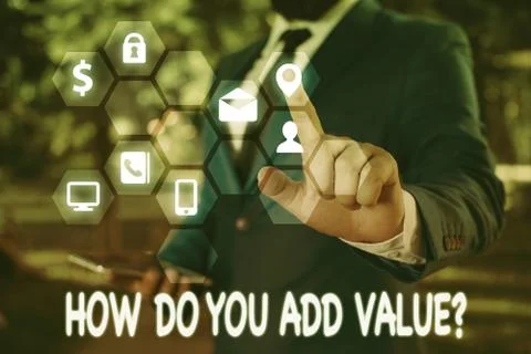 Handwriting text How Do You Add Value Question. Concept meaning improve work 스톡 사진