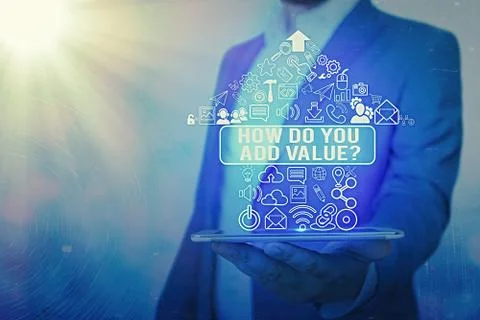 Handwriting text How Do You Add Value Question. Concept meaning improve work Stock Photos