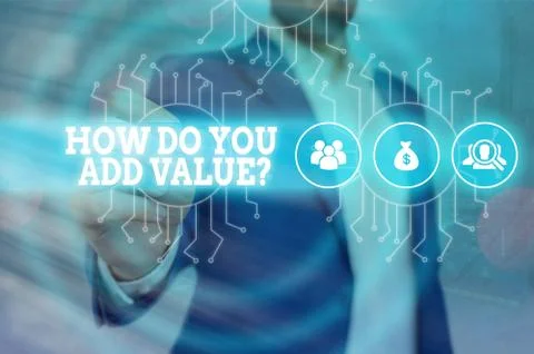 Handwriting text How Do You Add Value Question. Concept meaning improve work 스톡 사진