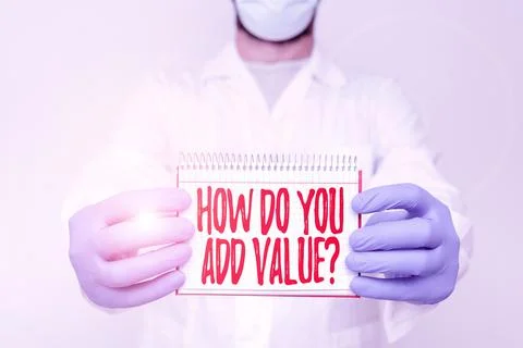 Handwriting text How Do You Add Value Question. Business concept improve work 스톡 사진
