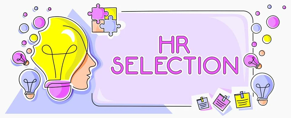 Handwriting text Hr Selection. Concept meaning Process and approached by human Stock Illustration
