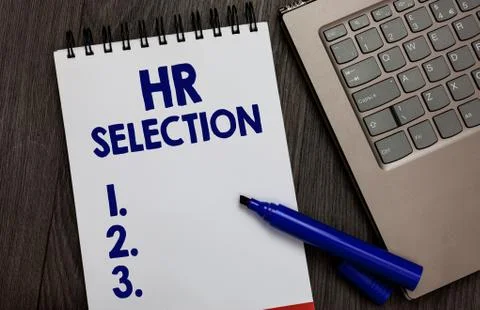 Handwriting text Hr Selection. Concept meaning Process and approached by human Stock Photos