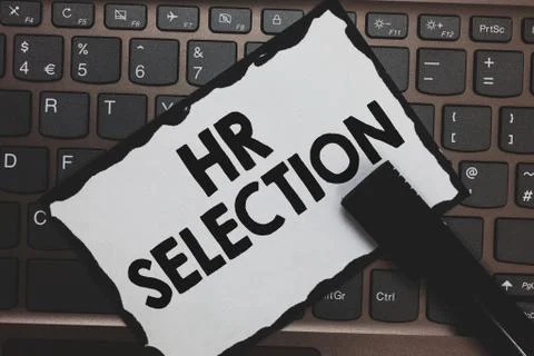 Handwriting text Hr Selection. Concept meaning Process and approached by human Stock Photos