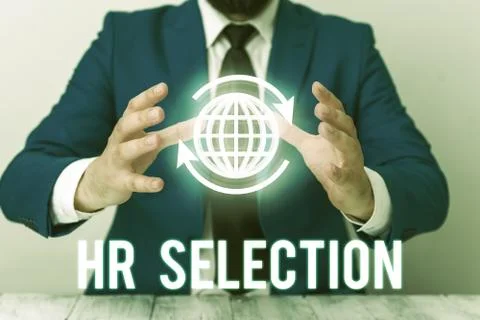 Handwriting text Hr Selection. Concept meaning Process and approached by Stock Photos