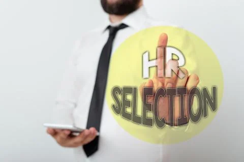 Handwriting text Hr Selection. Concept meaning Process and approached by Stock Photos