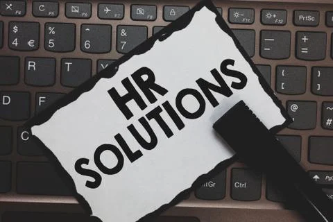 Handwriting text Hr Solutions. Concept meaning Outsourced Human resources Stock-Fotos