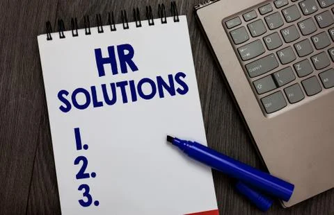 Handwriting text Hr Solutions. Concept meaning Outsourced Human resources Stock-Fotos