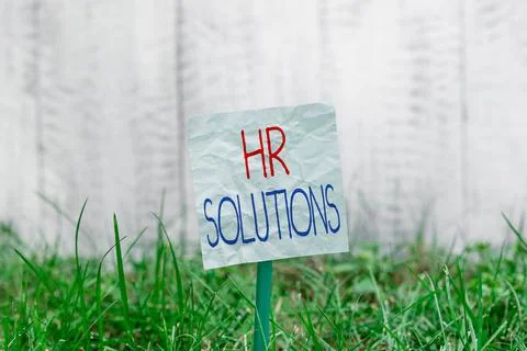 Handwriting text Hr Solutions. Concept meaning Outsourced Human resources Stock-Fotos