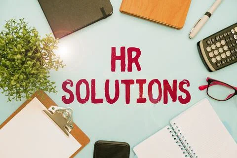 Handwriting text Hr Solutions. Concept meaning Outsourced Human resources Stock-Fotos