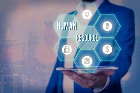 Handwriting text Human Resource. Concept meaning a critical department handling Photos