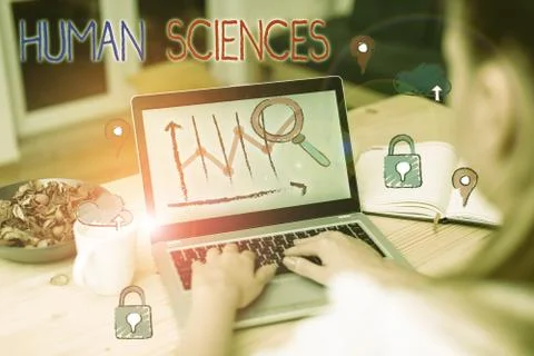 Handwriting text human Sciences. Concept meaning studies the social and cultural Stock Photos